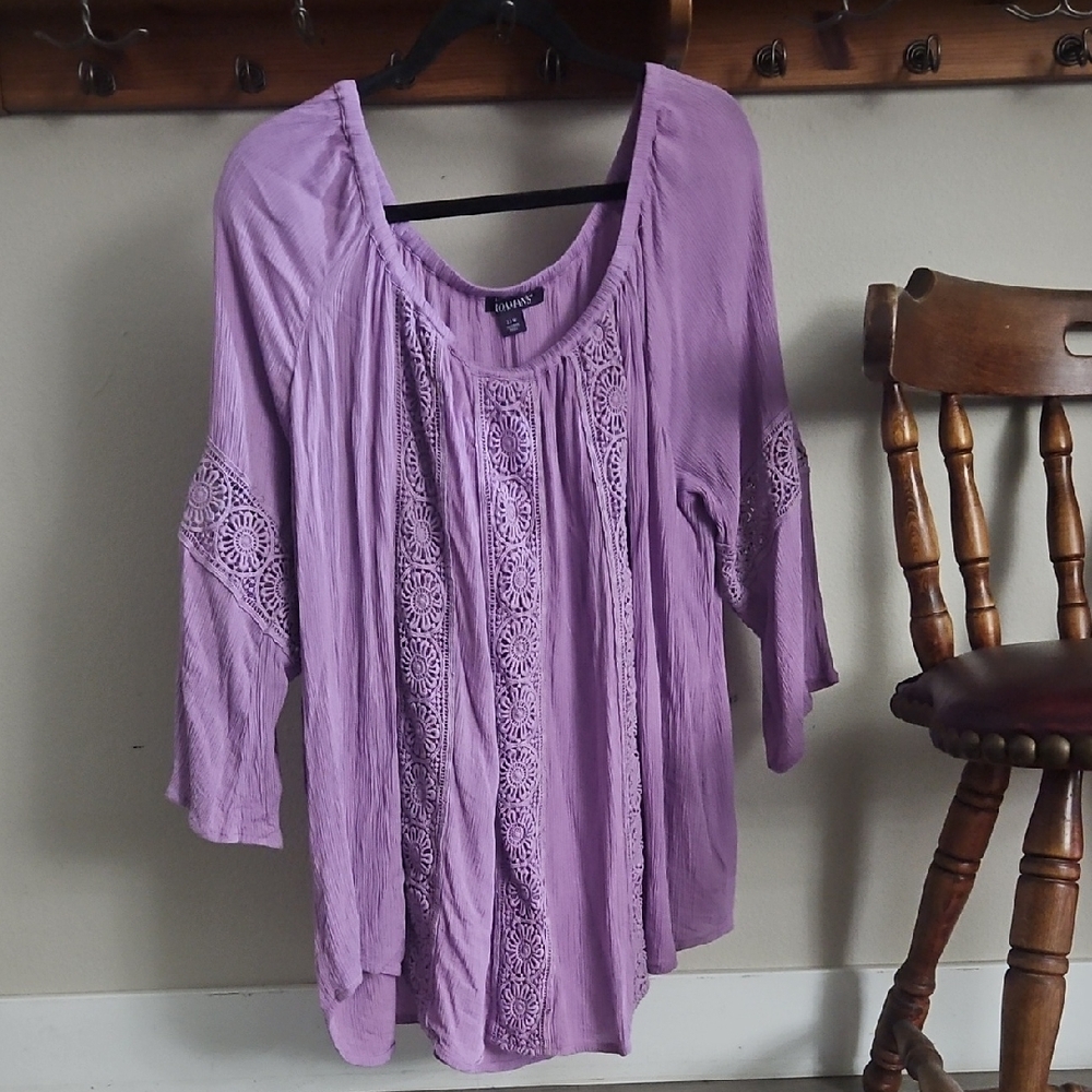lovestitch Lavender Crochet-Detail Peasant Tunic